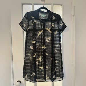 Sheer Black Star Print Women's Top